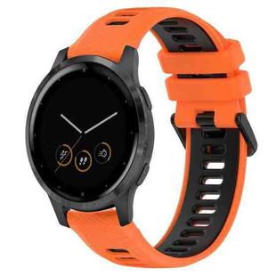 For Garmin Vivoactive 4S 18mm Sports Two-Color Silicone Watch Band(Orange+Black)