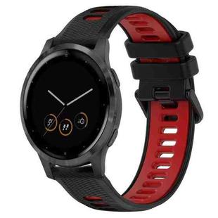 For Garmin Vivoactive 4S 18mm Sports Two-Color Silicone Watch Band(Black+Red)