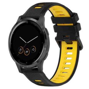 For Garmin Vivoactive 4S 18mm Sports Two-Color Silicone Watch Band(Black+Yellow)