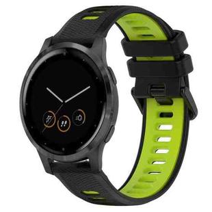 For Garmin Vivoactive 4S 18mm Sports Two-Color Silicone Watch Band(Black+Green)
