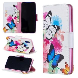 Colored Drawing Pattern Horizontal Flip Leather Case for Xiaomi Redmi 7,with Holder & Card Slots & Wallet(Two Butterflies)