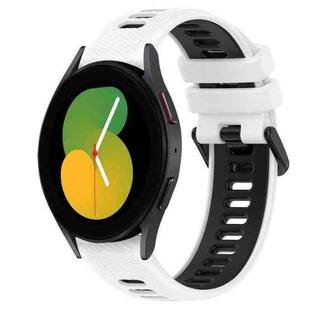 For Samsung Galaxy Watch5 44mm 20mm Sports Two-Color Silicone Watch Band(White+Black)