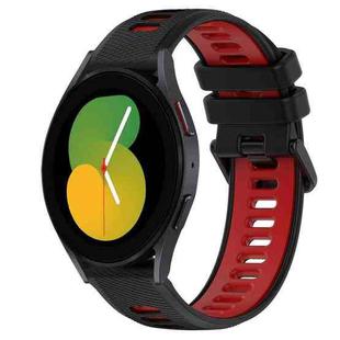 For Samsung Galaxy Watch5 44mm 20mm Sports Two-Color Silicone Watch Band(Black+Red)