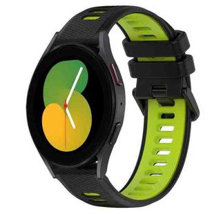 For Samsung Galaxy Watch5 44mm 20mm Sports Two-Color Silicone Watch Band(Black+Green)