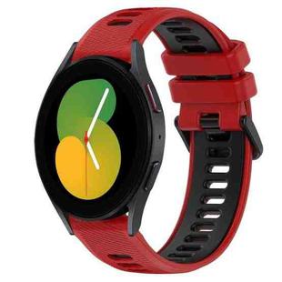 For Samsung Galaxy Watch5 44mm 20mm Sports Two-Color Silicone Watch Band(Red+Black)
