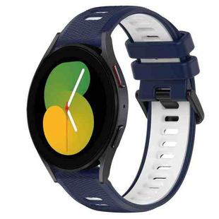 For Samsung Galaxy Watch5 44mm 20mm Sports Two-Color Silicone Watch Band(Midnight Blue+White)