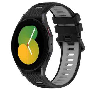 For Samsung Galaxy Watch5 40mm 20mm Sports Two-Color Silicone Watch Band(Black+Grey)