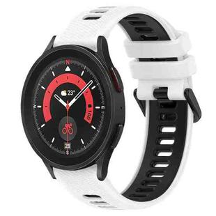 For Samsung Galaxy Watch5 Pro 45mm 20mm Sports Two-Color Silicone Watch Band(White+Black)