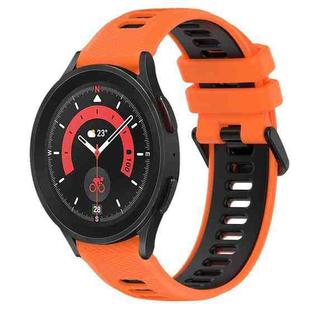 For Samsung Galaxy Watch5 Pro 45mm 20mm Sports Two-Color Silicone Watch Band(Orange+Black)