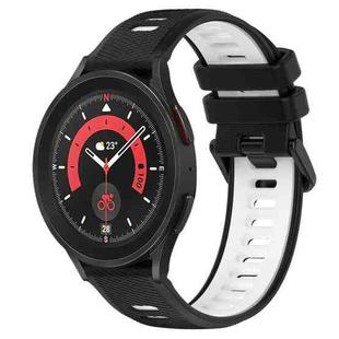 For Samsung Galaxy Watch5 Pro 45mm 20mm Sports Two-Color Silicone Watch Band(Black+White)