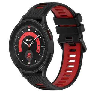For Samsung Galaxy Watch5 Pro 45mm 20mm Sports Two-Color Silicone Watch Band(Black+Red)