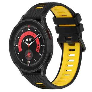 For Samsung Galaxy Watch5 Pro 45mm 20mm Sports Two-Color Silicone Watch Band(Black+Yellow)