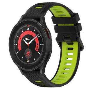 For Samsung Galaxy Watch5 Pro 45mm 20mm Sports Two-Color Silicone Watch Band(Black+Green)