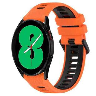 For Samsung Galaxy Watch4 44mm 20mm Sports Two-Color Silicone Watch Band(Orange+Black)