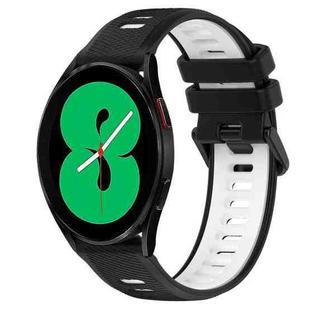 For Samsung Galaxy Watch4 44mm 20mm Sports Two-Color Silicone Watch Band(Black+White)
