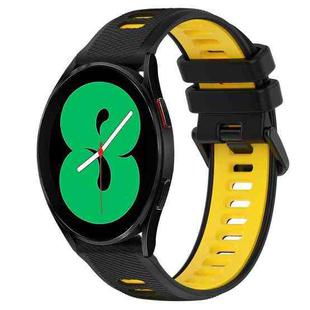 For Samsung Galaxy Watch4 44mm 20mm Sports Two-Color Silicone Watch Band(Black+Yellow)