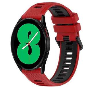 For Samsung Galaxy Watch4 44mm 20mm Sports Two-Color Silicone Watch Band(Red+Black)