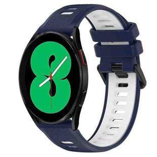 For Samsung Galaxy Watch4 44mm 20mm Sports Two-Color Silicone Watch Band(Midnight Blue+White)