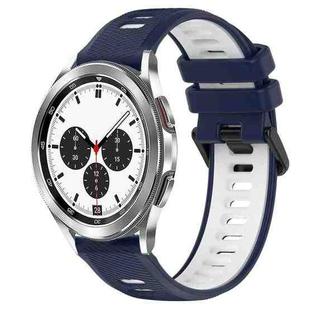 For Samsung  Galaxy Watch4 Classic 42mm 20mm Sports Two-Color Silicone Watch Band(Midnight Blue+White)