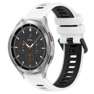 For Samsung  Galaxy Watch4 Classic 46mm 20mm Sports Two-Color Silicone Watch Band(White+Black)