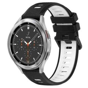 For Samsung  Galaxy Watch4 Classic 46mm 20mm Sports Two-Color Silicone Watch Band(Black+White)