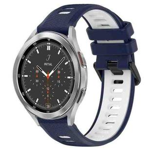 For Samsung  Galaxy Watch4 Classic 46mm 20mm Sports Two-Color Silicone Watch Band(Midnight Blue+White)