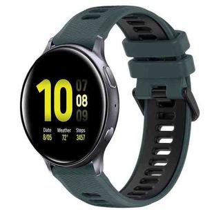 For Samsung Galaxy Watch Active2 40mm 20mm Sports Two-Color Silicone Watch Band(Olive Green+Black)
