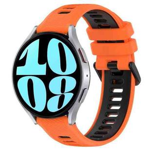 For Samsung Galaxy Watch 6 44mm 20mm Sports Two-Color Silicone Watch Band(Orange+Black)