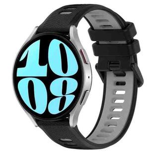 For Samsung Galaxy Watch 6 44mm 20mm Sports Two-Color Silicone Watch Band(Black+Grey)