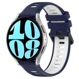 For Samsung Galaxy Watch 6 40mm 20mm Sports Two-Color Silicone Watch Band(Midnight Blue+White)