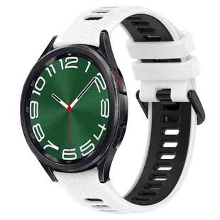 For Samsung Galaxy Watch 6 Classic 47mm 20mm Sports Two-Color Silicone Watch Band(White+Black)