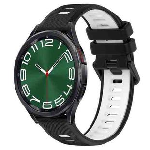 For Samsung Galaxy Watch 6 Classic 47mm 20mm Sports Two-Color Silicone Watch Band(Black+White)