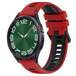 For Samsung Galaxy Watch 6 Classic 47mm 20mm Sports Two-Color Silicone Watch Band(Red+Black)