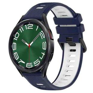 For Samsung Galaxy Watch 6 Classic 47mm 20mm Sports Two-Color Silicone Watch Band(Midnight Blue+White)