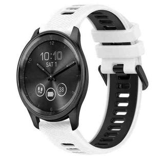For Garmin Vivomove Trend 20mm Sports Two-Color Silicone Watch Band(White+Black)