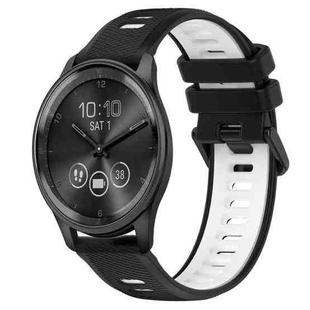 For Garmin Vivomove Trend 20mm Sports Two-Color Silicone Watch Band(Black+White)