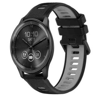 For Garmin Vivomove Trend 20mm Sports Two-Color Silicone Watch Band(Black+Grey)