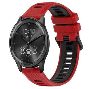 For Garmin Vivomove Trend 20mm Sports Two-Color Silicone Watch Band(Red+Black)