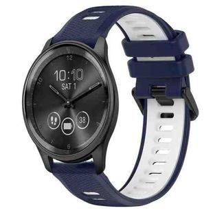 For Garmin Vivomove Trend 20mm Sports Two-Color Silicone Watch Band(Midnight Blue+White)