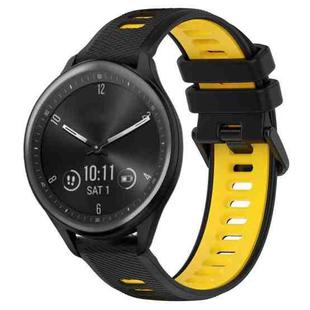 For Garmin Vivomove Sport 20mm Sports Two-Color Silicone Watch Band(Black+Yellow)
