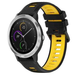 For Garmin Vivoactive3 20mm Sports Two-Color Silicone Watch Band(Black+Yellow)