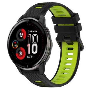 For Garmin Venu 2 Plus 20mm Sports Two-Color Silicone Watch Band(Black+Green)
