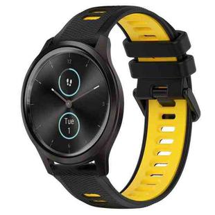 For Garmin VivoMove Style 20mm Sports Two-Color Silicone Watch Band(Black+Yellow)