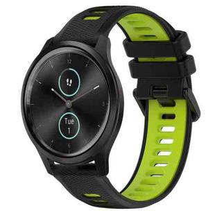 For Garmin VivoMove Style 20mm Sports Two-Color Silicone Watch Band(Black+Green)