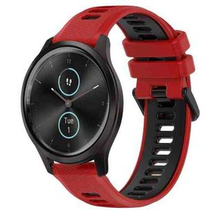 For Garmin VivoMove Style 20mm Sports Two-Color Silicone Watch Band(Red+Black)