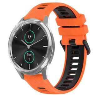 For Garmin VivoMove Luxe 20mm Sports Two-Color Silicone Watch Band(Orange+Black)