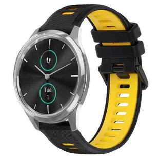 For Garmin VivoMove Luxe 20mm Sports Two-Color Silicone Watch Band(Black+Yellow)
