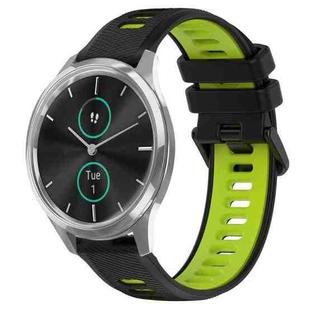 For Garmin VivoMove Luxe 20mm Sports Two-Color Silicone Watch Band(Black+Green)