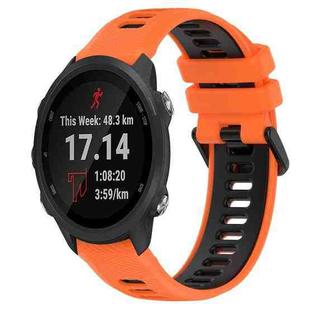 For Garmin Forerunner 245 20mm Sports Two-Color Silicone Watch Band(Orange+Black)