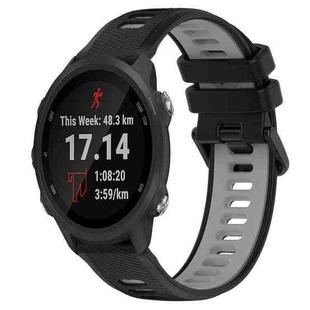 For Garmin Forerunner 245 20mm Sports Two-Color Silicone Watch Band(Black+Grey)